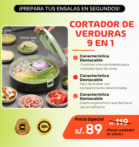 "CORTADOR DE VERDURA 9 EN 1"🥗⚡⚡